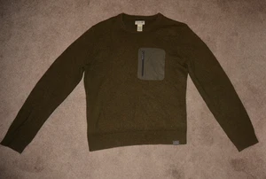 LL Bean Men’s Maine Guide 100% Merino lambs wool Sweater Olive green Sz Medium - Picture 1 of 4