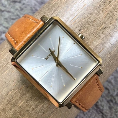 Nixon K Squared Women Dress Sunburst Dial Brown Leather Quartz 32mm Watch 7 1/4" - Image 1 of 4