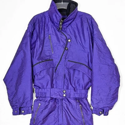 VTG 80s Inside Edge Ski Suit Mens L One Piece Snowsuit Bib Retro Purple - Image 1 of 4