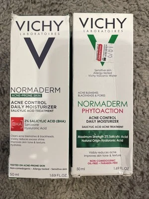 批量 2 件 Vichy Normaderm PhytoAction 痤疮控制保湿霜 50 毫升有效期至:8/25,3/27 — 第 1/4 张图片