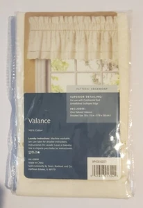 Sears 70x15" verzierter gewellter Rand Valence 100 % Baumwolle beige bestickt... - Bild 1 von 5