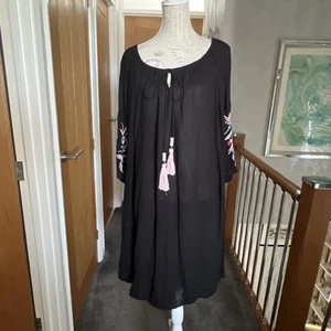 Black Summer Dress, Beach Cover Up Size 22 - Picture 1 of 8