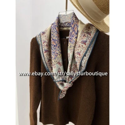 Sallys 70% Cachemira y 30% Seda Cuello Estampado Paisley Doble Cara Cuello Bufanda 26" Foto 1 de 4