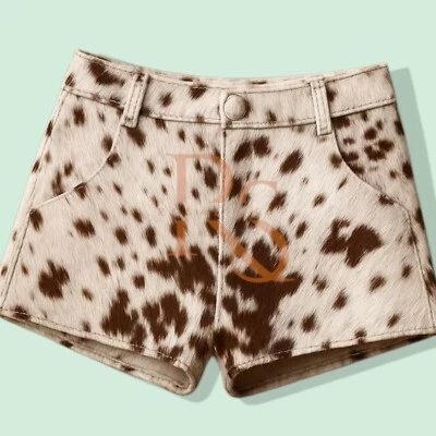 Women’s Western Leather Shorts – Genuine Cowhide – Slim Fit Rodeo Style Shorts - Image 1 of 4