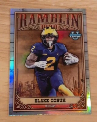 Blake Corum 2023 Bowman Chrome University Ramblin Man Insert RC #RM-8 U of M - Image 1 of 2