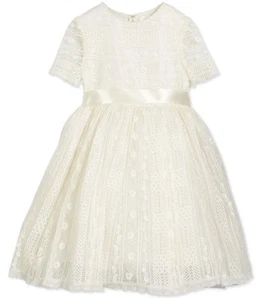 $750 NEW Oscar de la Renta Girls DAWN SHORT SLEEVE LACE DRESS Ivory 5 Y - Picture 1 of 11