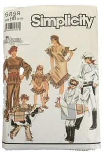 Vintage Simplicity 9899 Adults Children Costumes Lone Ranger Tonto Silver Scout - Picture 1 of 4