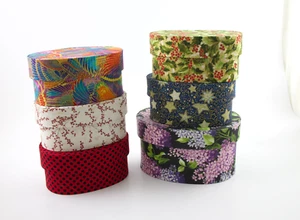 Cajas de almacenamiento de tela estrella celestial ovalada Hancock NH hechas a mano para sombreros Sarah's - Imagen 1 de 8