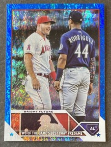 2023 Topps Update Veteran Combo Mike Trout Julio Rodriguez Blue Foil /999 #US132