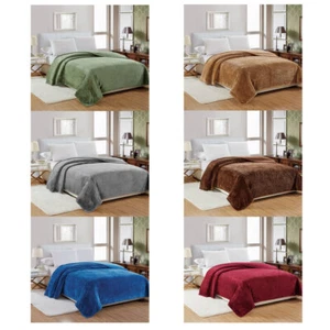 Weiche Bettdecke PopcorMicroplush Fleece Warm Überwurf Einfarbig Queen Size - Bild 1 von 13
