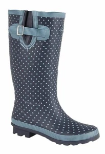Damen Gummistiefel Welly dunkelblau gepunktet Gummi 3 bis 8 - Bild 1 von 1
