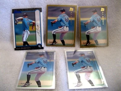 A.J. Burnett RC 1999 Bowman,Topps Traded,Topps Traded Chrome 5 Rookies-Marlins  - Image 1 of 4