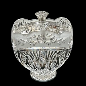 Vintage Oneida Crystal Southern Garden Hostess 6.25” Covered Candy Dish EUC - Picture 1 of 11