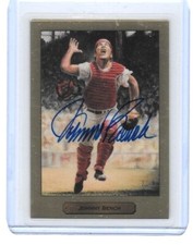 .999 Gold Autographed Johnny Bench Rawlings Series #4 Gold PM Gold Card #215  