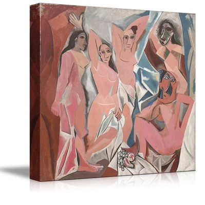 Arte de pared en lienzo Pablo Picasso 24"x24" impresión de arte enmarcado-Les Demoiselles d'Avignon Foto 1 de 3