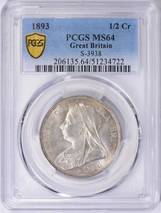 1893 Great Britain Half Crown 1/2 KM-782 PCGS MS64 - Picture 1 of 3