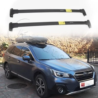 Crossbar Roof Racks Fits for Subaru Outback 2015-2020 2PCS Stainless Steel Black - Image 1 of 4