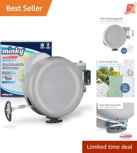 Heavy-Duty 49 Feet Retractable Clothesline - Space-Saving Outdoor Drying Line - Picture 1 of 9