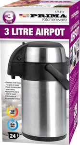 3 Litre Coffee Tea AirPot Flask Pump Action Vacuum Insulated with Carry Handle - Picture 1 of 7