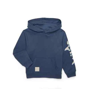 365 Kids by Garanimals Boys Shark Graphic Hoodie with Long Sleeves, Indigo - Picture 1 of 3