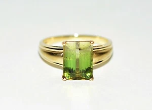 Natural Bi-Color Tourmaline Ring 10K Solid Gold 3.51ct Green Tourmaline Ring - Picture 1 of 12