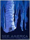 2699. Siehe Amerika Reiseposter. Dekorative Kunst. Blaue Höhlen. Höhlenkunst. Dekor.