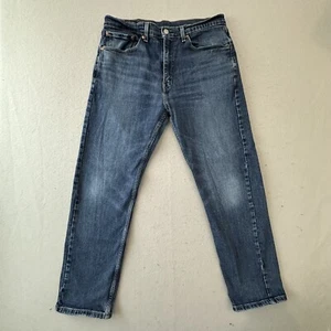 Levis Jeans Mens 34x30 505 Regular Fit Dark Wash Denim Blue - Picture 1 of 10