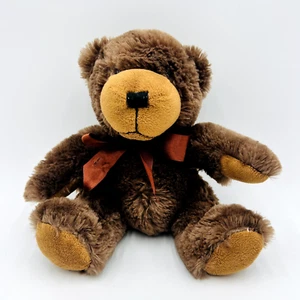 Napco Teddy Bear Plush Stuffed Animal Toy Bow Brown Seated - Picture 1 of 4