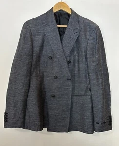 #378 REISS Transit 100% Linen Double Breasted Peak Lapel Sports Jacket Size 42 - Picture 1 of 10