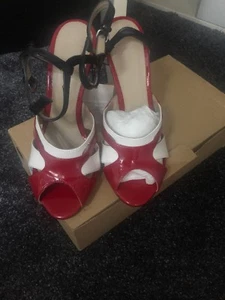 New with tags ZARA Red And White coloured high heel sandals, size 3 - Picture 1 of 6