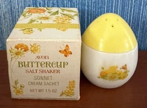 Vintage NIB Avon Buttercup Yellow & White Egg Shaped Salt Shaker - Picture 1 of 10