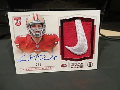 National Treasures Rookie Autograph Nike Swoosh 49ers Vance McDonald  2/2  2013 - Image 1 of 4