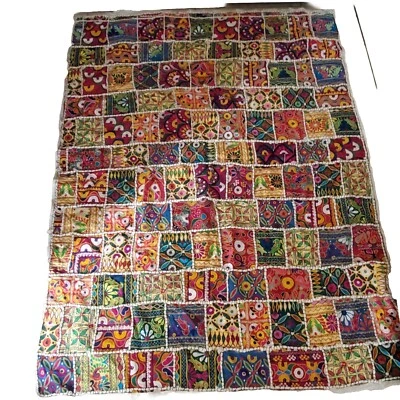 Редкий старинный Раджастхан зеркало работы гобелен ручной работы настенное искусство единственный в своем роде - Изображение 1 из 2