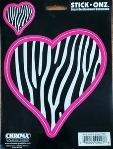 Heart w/ Zebra Stripes Bumper Decal Window Sticker Auto Truck 9927 Chroma Set 2 - Picture 1 of 1