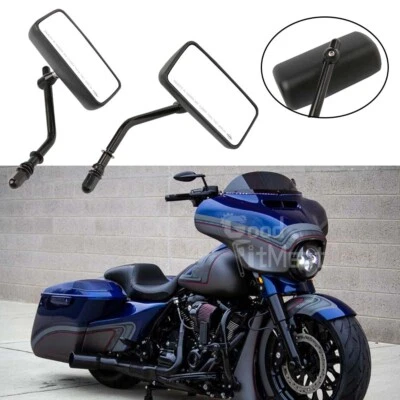 For Harley Davidson Street Glide 2X Black Motorcycle Rearview Mirrors Rectangle - Image 1 of 4