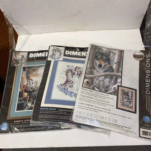 3- Vintage Dimensions Kits. Daddy’s Little Girl- Winter Angel- Wintry Wolf - Picture 1 of 8
