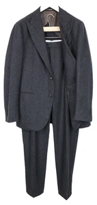 SUITSUPPLY La Spalla Men Suit UK44R Grey Melange Slim 2Pc Circular Wool Flannel - Picture 1 of 16