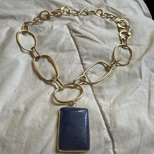 Blaue rechteckige Creolen mit Anhänger Gold - Bild 1 von 7