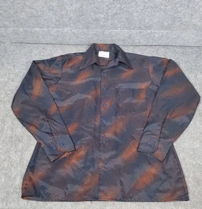 Camisa Vintage Años 70 Flecha Dorada Poliéster Disco Mod Cóctel Botón Azul Medio - Imagen 1 de 10