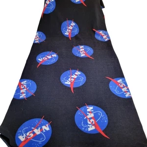NASA Fleece Fabric Panel 62"x29" Black Blue Red Logo Pattern Space Theme 2018 - Picture 1 of 6