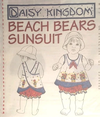 Beach Bear SunSuit Toddler 13-24# Daisy Kingdom Cut Sew panel 1840 Twins Get 2 - Image 1 of 4