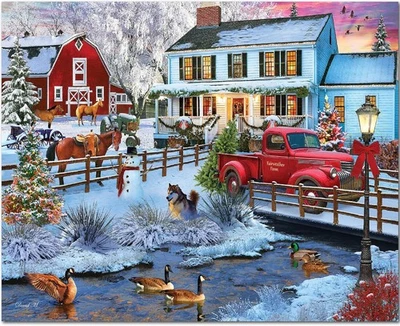 Rompecabezas White Mountain 1000 piezas invierno Navidad vacaciones rompecabezas para Adu Foto 1 de 4