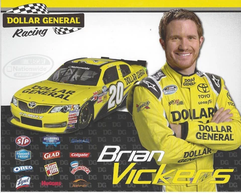 2013 BRIAN VICKERS "DOLLAR GENERAL" 2ND VERSION 12 SPONSORS NASCAR POSTCARD Cover