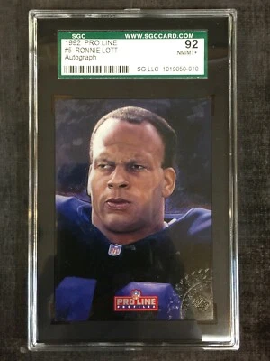 1992 Pro Line Ronnie Lott Raiders #5 Certified Autograph SGC 92 NM/MT+ - Image 1 of 2