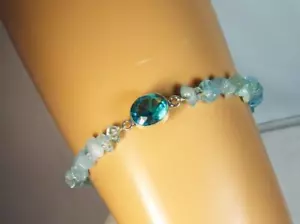 BRACCIALE CYNTHIA LYNN ""MARE VIRIDESCENTE"" ARGENTO STERLING ACQUAMARINA MARCIA BRTHSTN - Foto 1 di 1