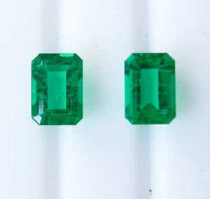 2,92 ct!! PAREJA ESMERALDAS COLOMBIANAS A JUEGO COLOR NATURAL + CERTIFICADO DISPONIBLE - Imagen 1 de 2