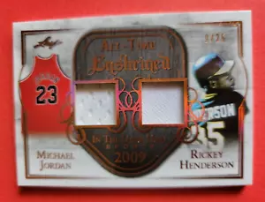 MICHAEL JORDAN GAME USED JERSEY CARD #d9/25 RICKY HENDERSON LEAF ENSHRINED BULLS - Picture 1 of 2
