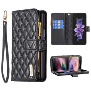 Fashion Leather Wallet Case Flip Zipper Cover For Samsung Galaxy Z Fold 5 4 3 - Picture 1 of 26