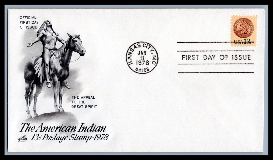 US FDC # 1734 13c American Indian  ArtCraft S.Cancel   1978, 9d668 - Image 1 of 1