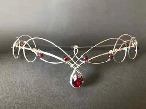 Tiara Circlet Garnet and Red Crystal Medieval Crown Renaissance Headpiece Celtic - Picture 1 of 6